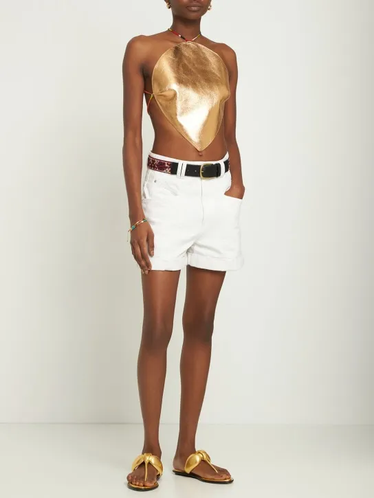 Pucci   Leather gold drop crop top 