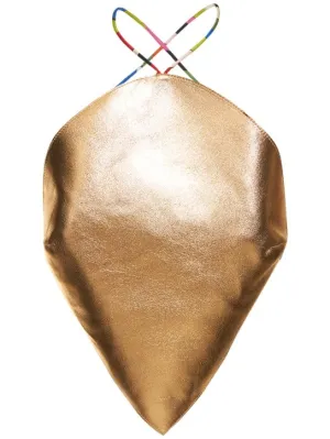Pucci   Leather gold drop crop top 