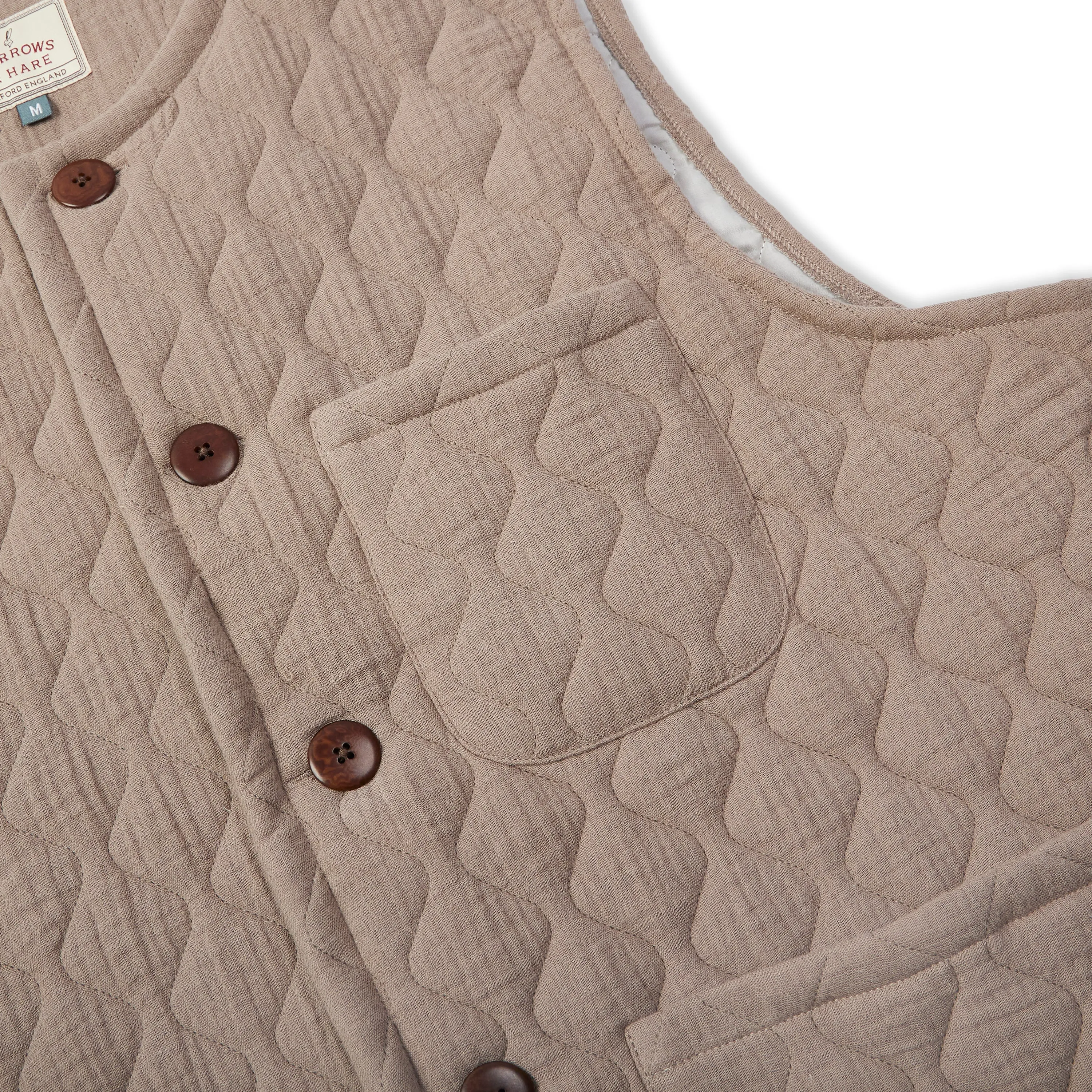 Quilted Cotton Kahn Gilet - Mocha