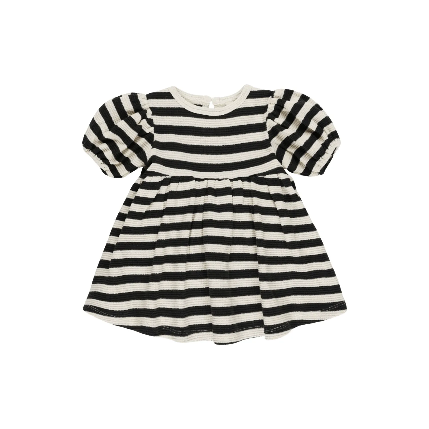 Quincy Mae Halloween Waffle Babydoll Dress- Black Stripe
