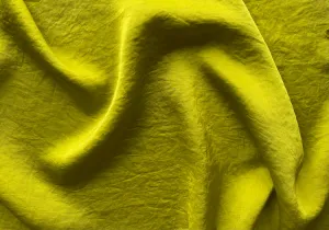 Shimmering Chartreuse Crinkled Polyester Satin