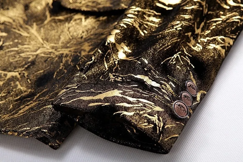 Shiny Gold Costume Two Buttons Slim Fit Men Blazer