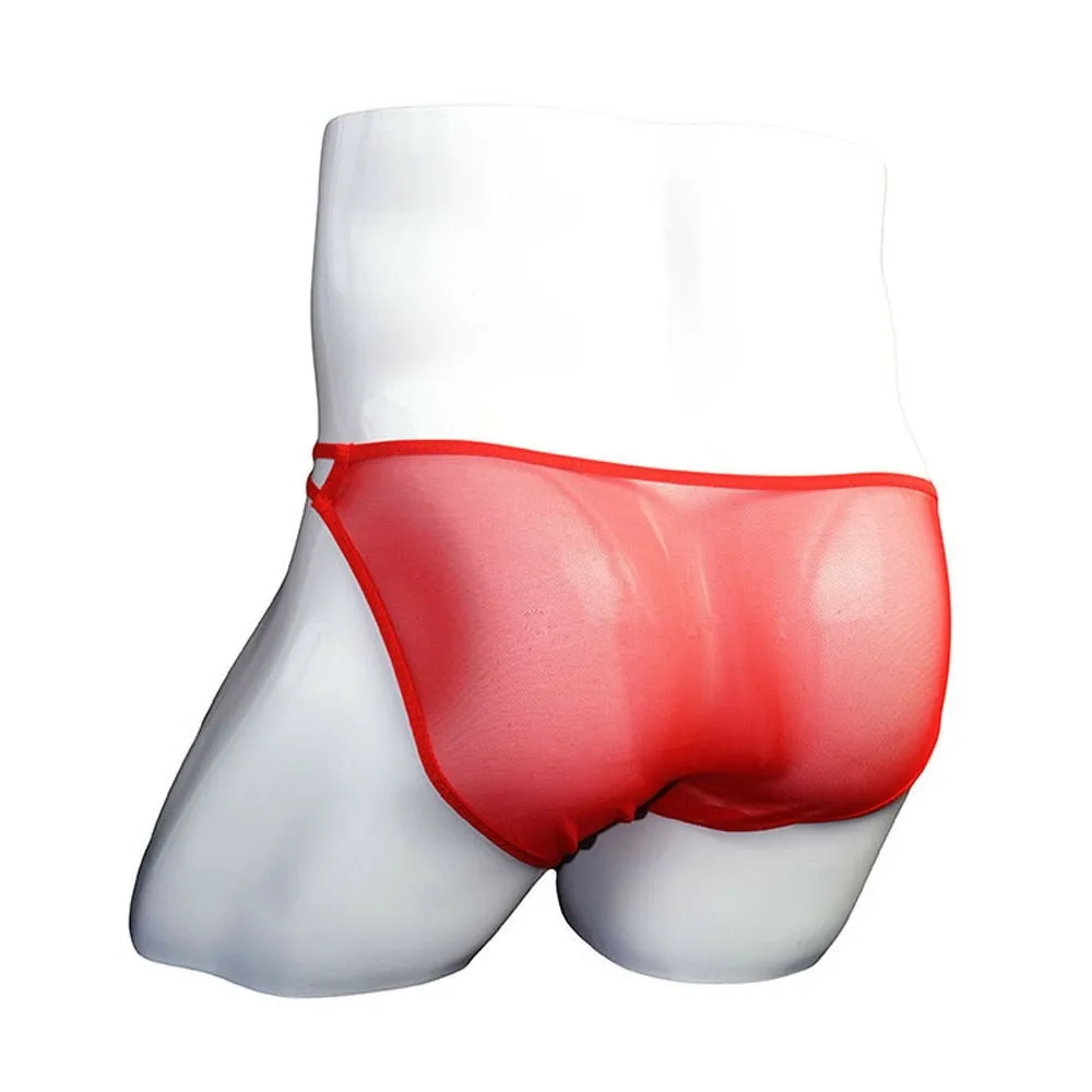 Solid Pouch See-Through Back Men Thong