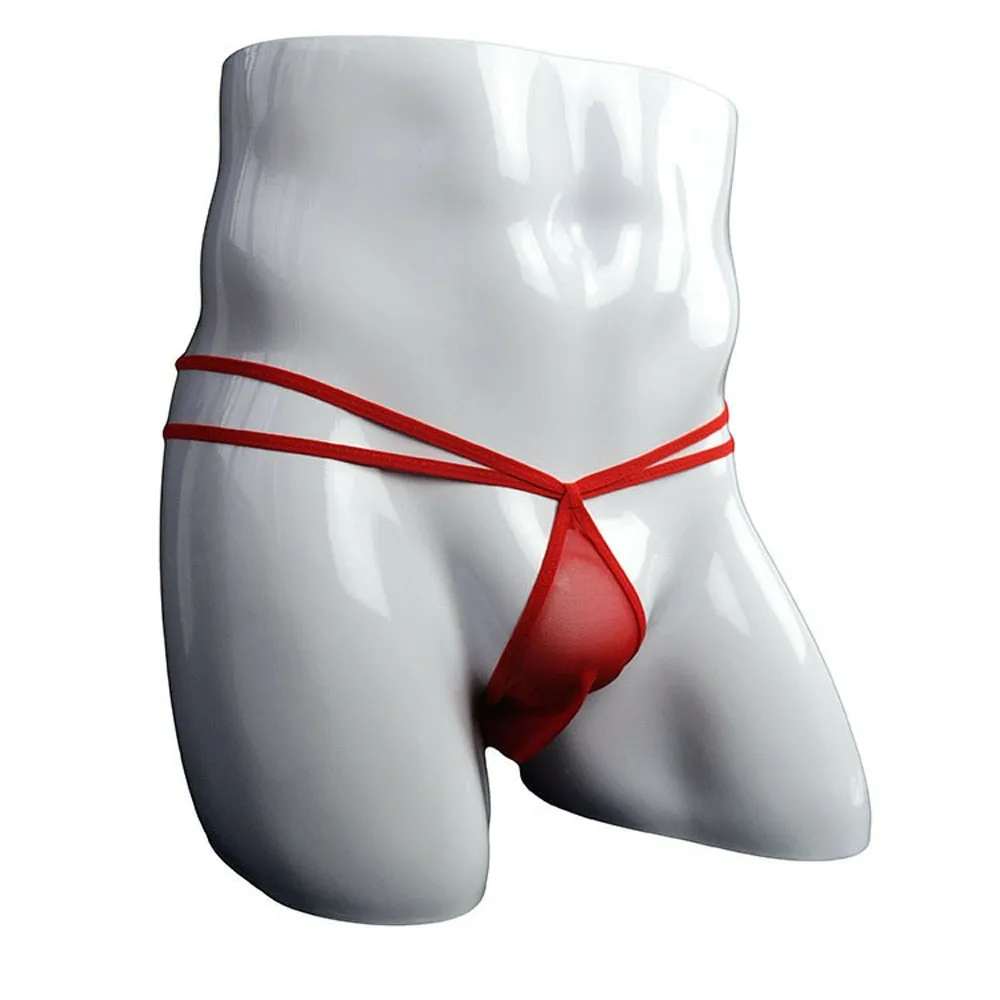 Solid Pouch See-Through Back Men Thong
