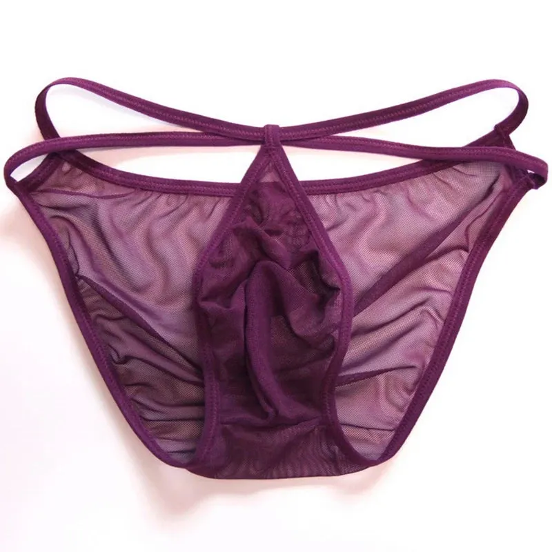 Solid Pouch See-Through Back Men Thong