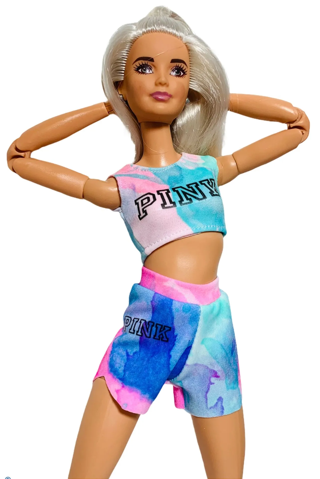 Tie dye crop top with “PINK” logo