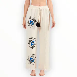 Turkish Towel Eye Print Kimono Pants