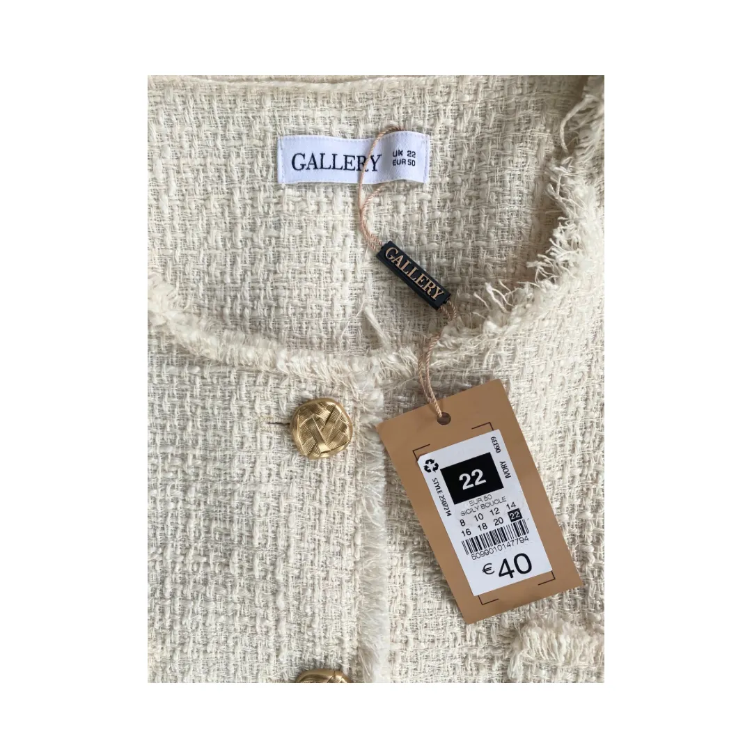 Tweed Boxy Blazer Cream SIZE 22
