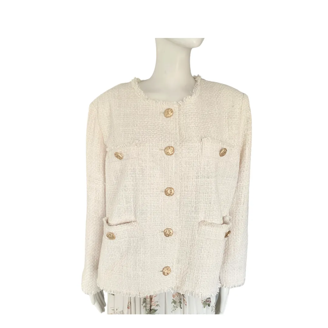 Tweed Boxy Blazer Cream SIZE 22