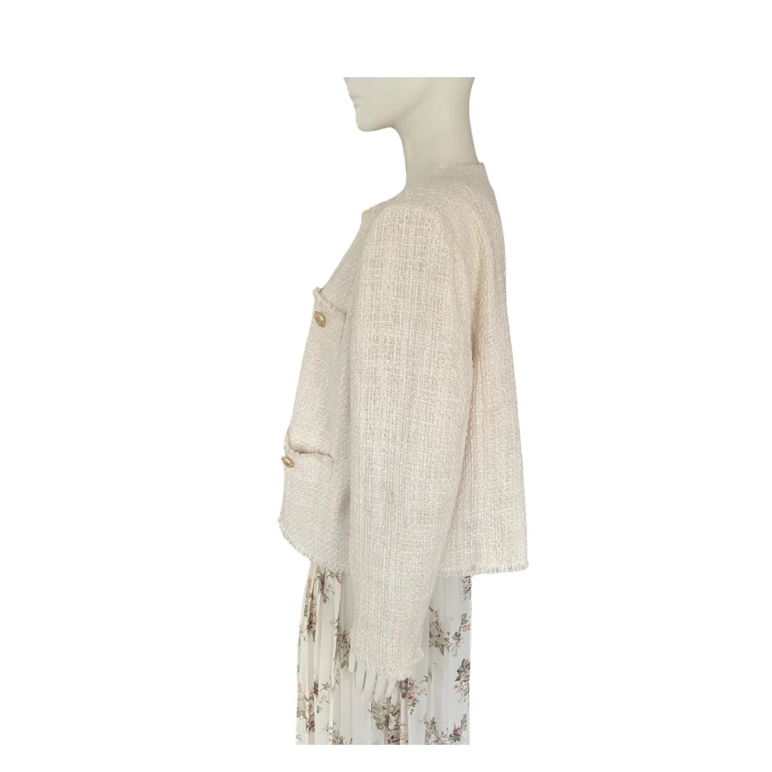 Tweed Boxy Blazer Cream SIZE 22