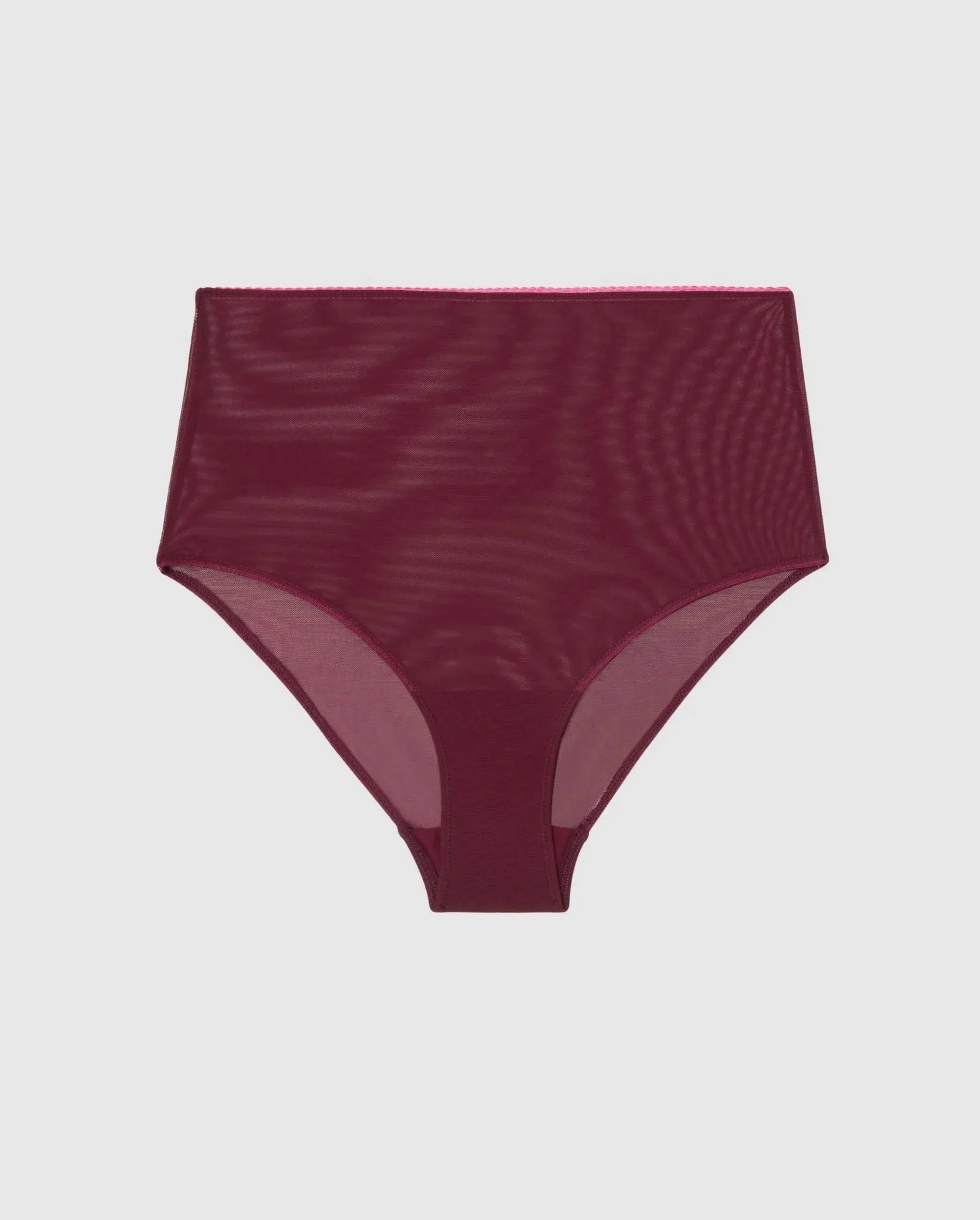 Understatement Underwear - Mesh Highwaist Briefs - Burgundy/Neon Pink