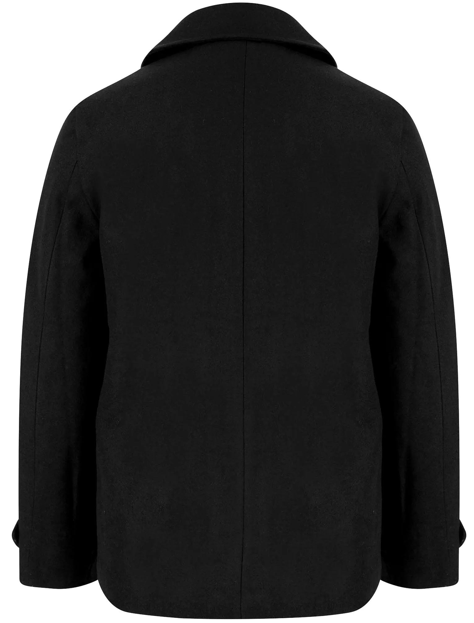 Uxmal Double Breasted Wool Look Pea Coat with Quilted Mock Insert in Black - Tokyo Laundry