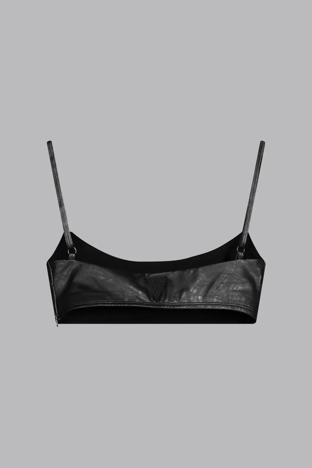 V_GAN LEATHER BOXY BRALETTE - Black