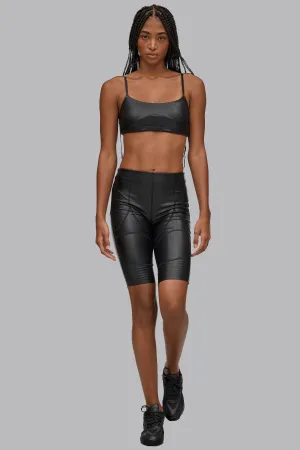 V_GAN LEATHER BOXY BRALETTE - Black