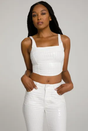 WHITE CROC CORSET TOP | WHITE001
