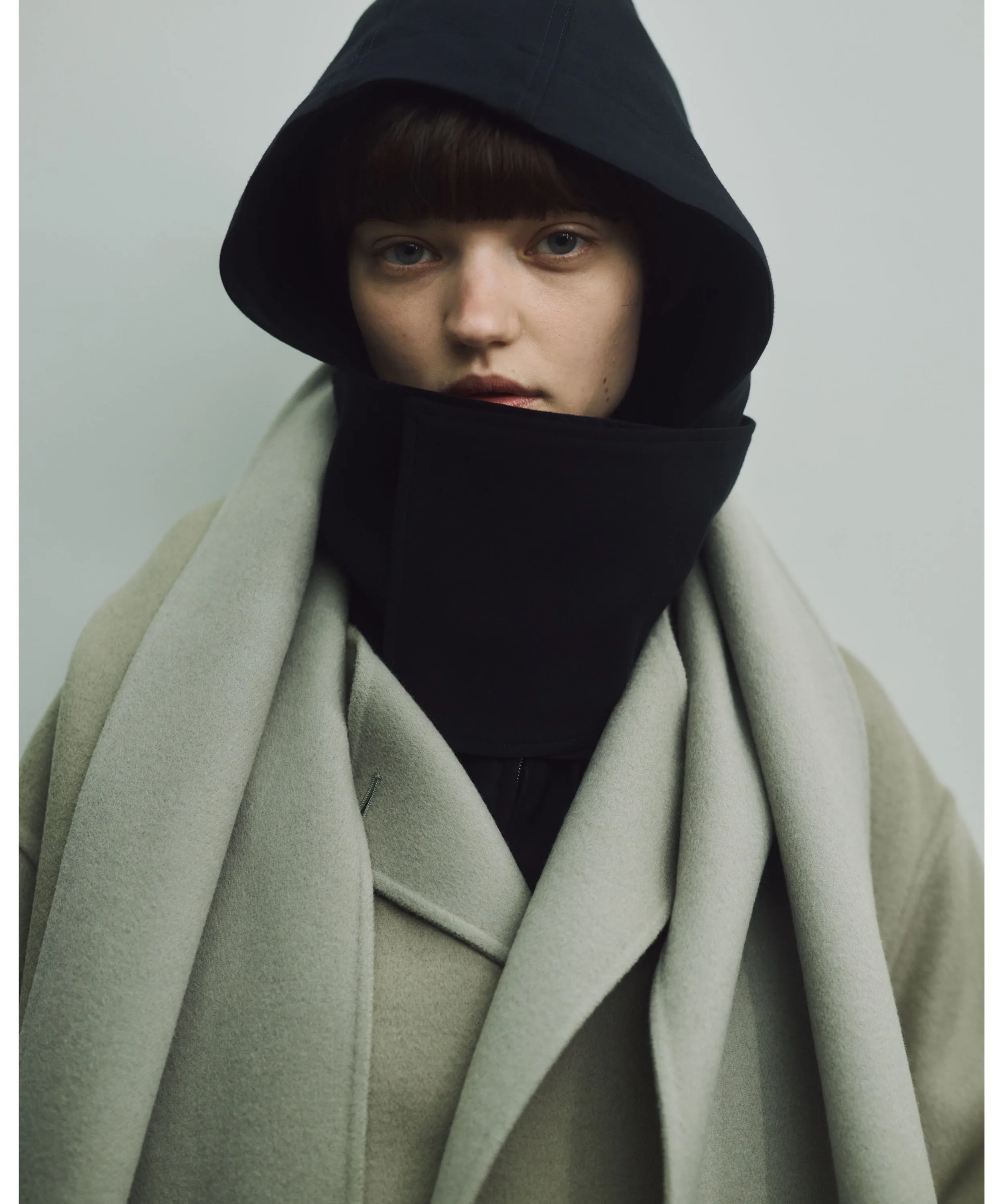 WOOL CASHMERE BEAVER REVERSIBLE STOLE COAT "TAUPE GREY"