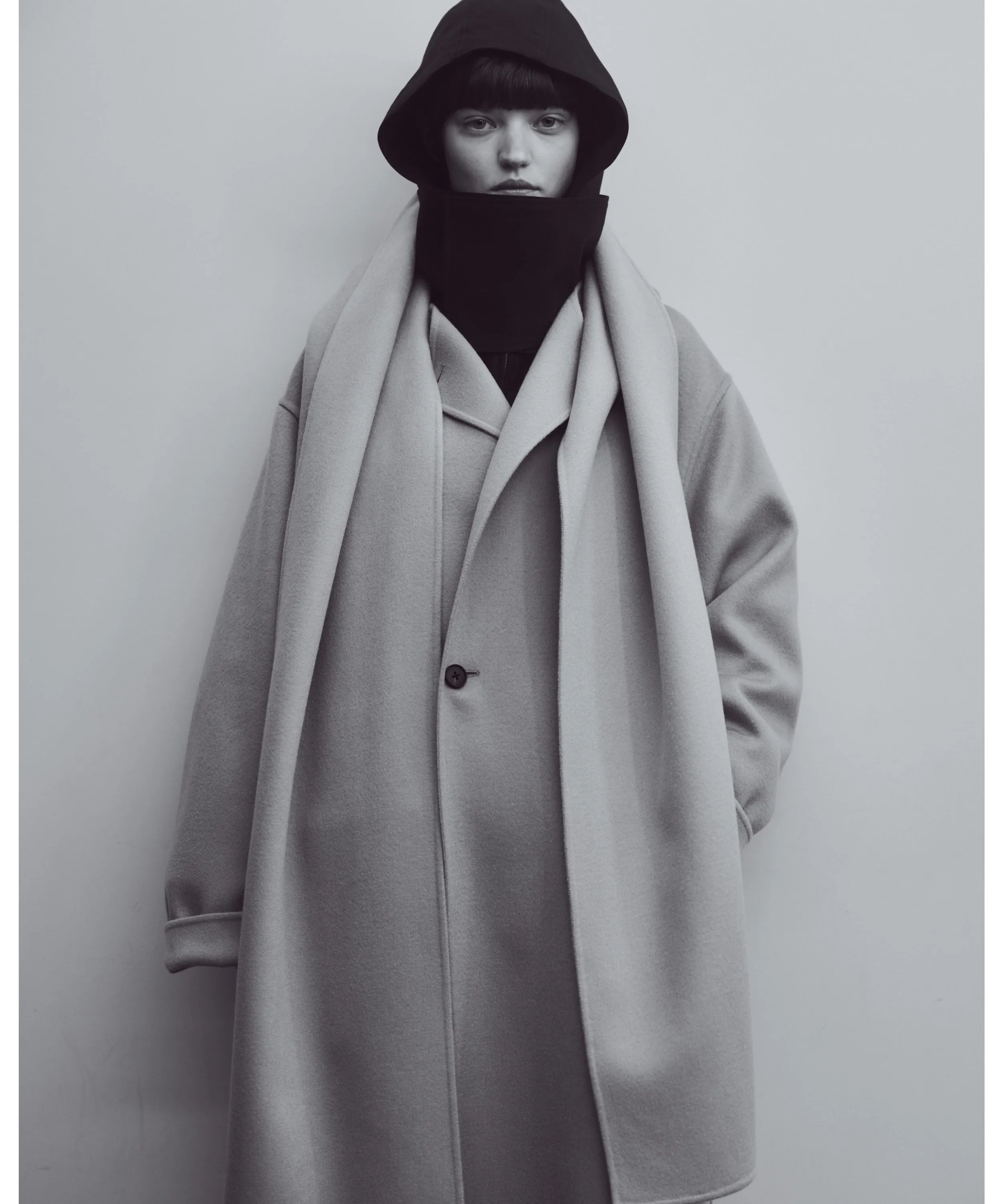 WOOL CASHMERE BEAVER REVERSIBLE STOLE COAT "TAUPE GREY"