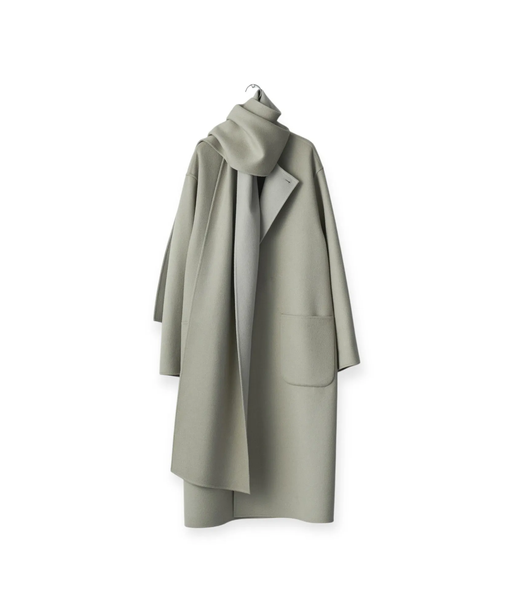 WOOL CASHMERE BEAVER REVERSIBLE STOLE COAT "TAUPE GREY"