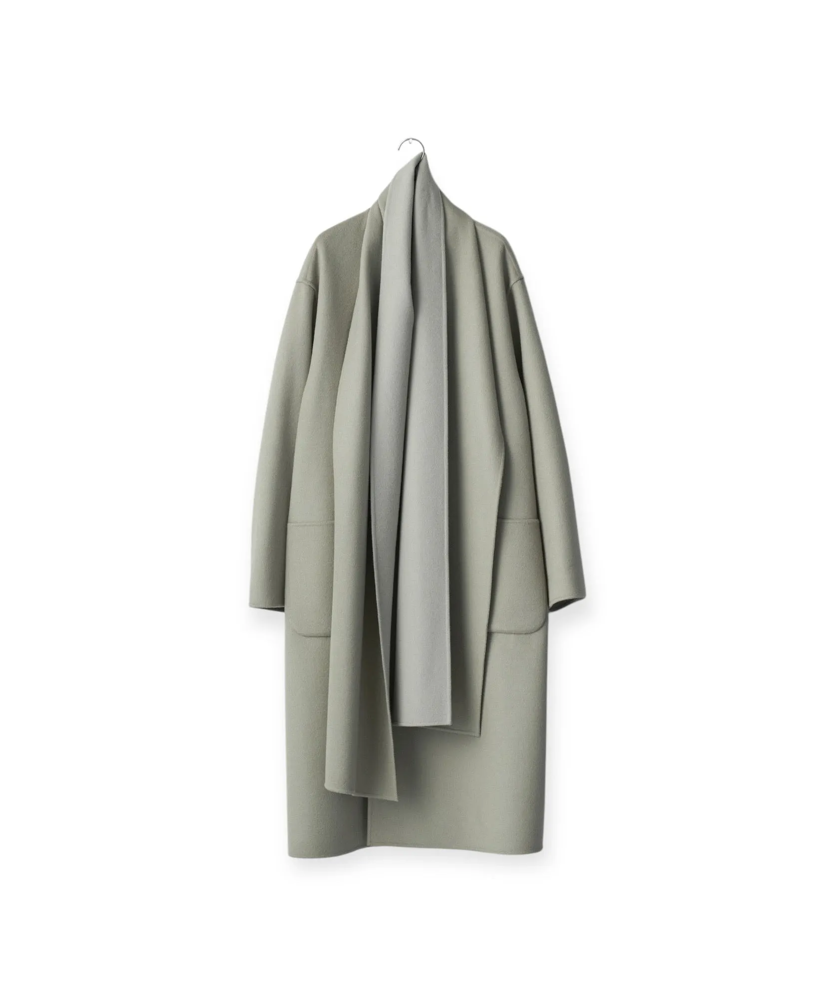WOOL CASHMERE BEAVER REVERSIBLE STOLE COAT "TAUPE GREY"