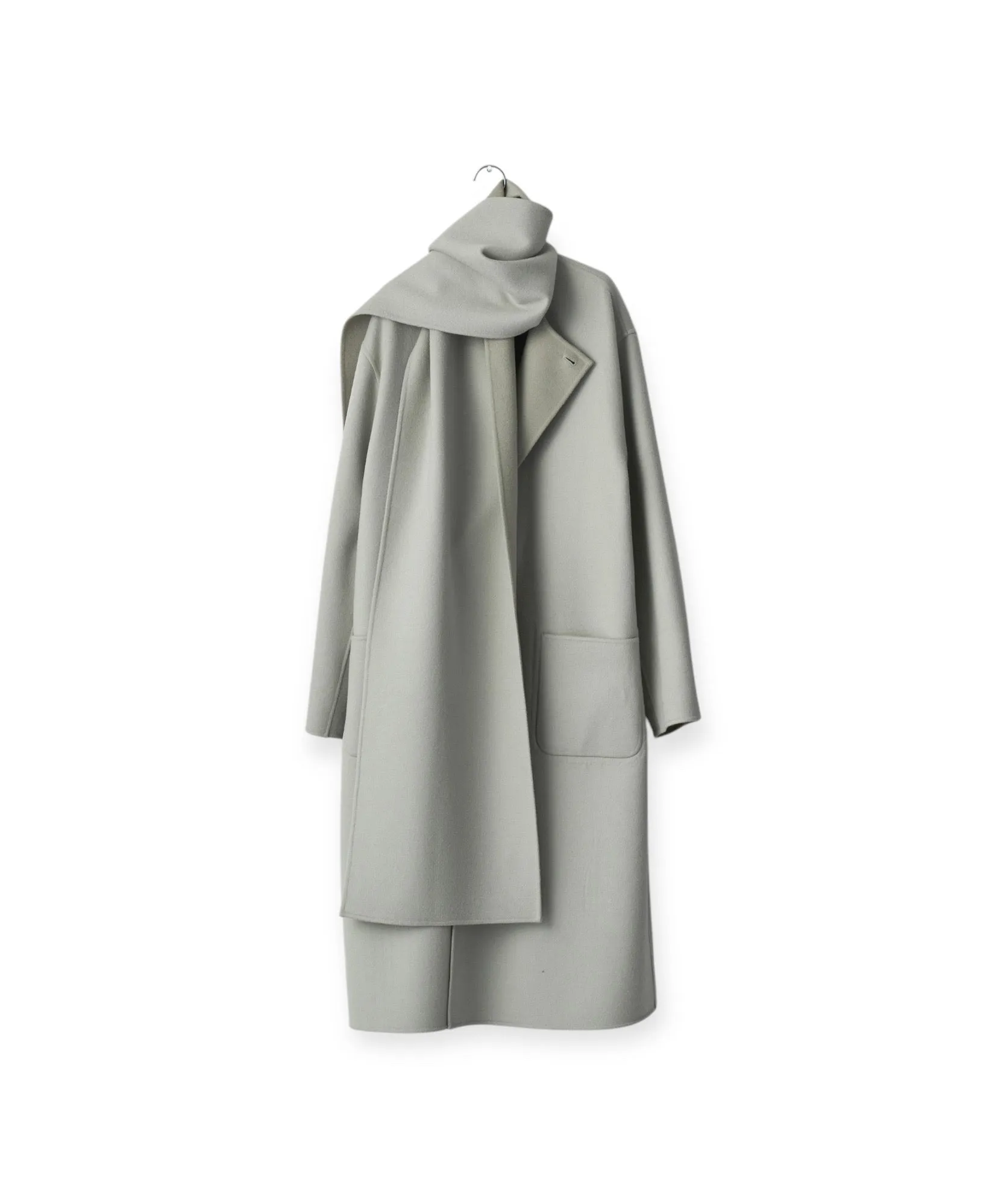 WOOL CASHMERE BEAVER REVERSIBLE STOLE COAT "TAUPE GREY"