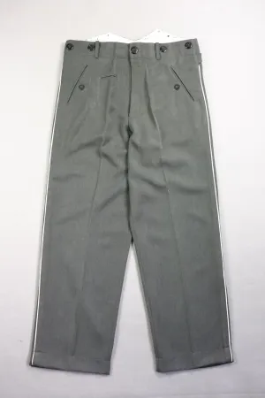 WW2 Stone Grey Gabardine Straight Leg Piped Dress Pants Trousers
