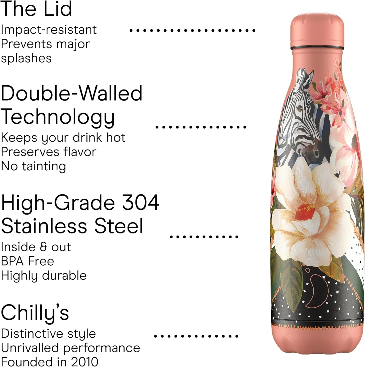 XB1018 CHILLY'S 500ml Tropical Polka Zebra