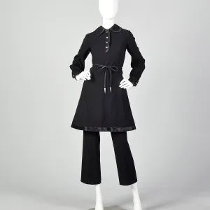 XS 1970s Gino Charles Black Dress Pant Set