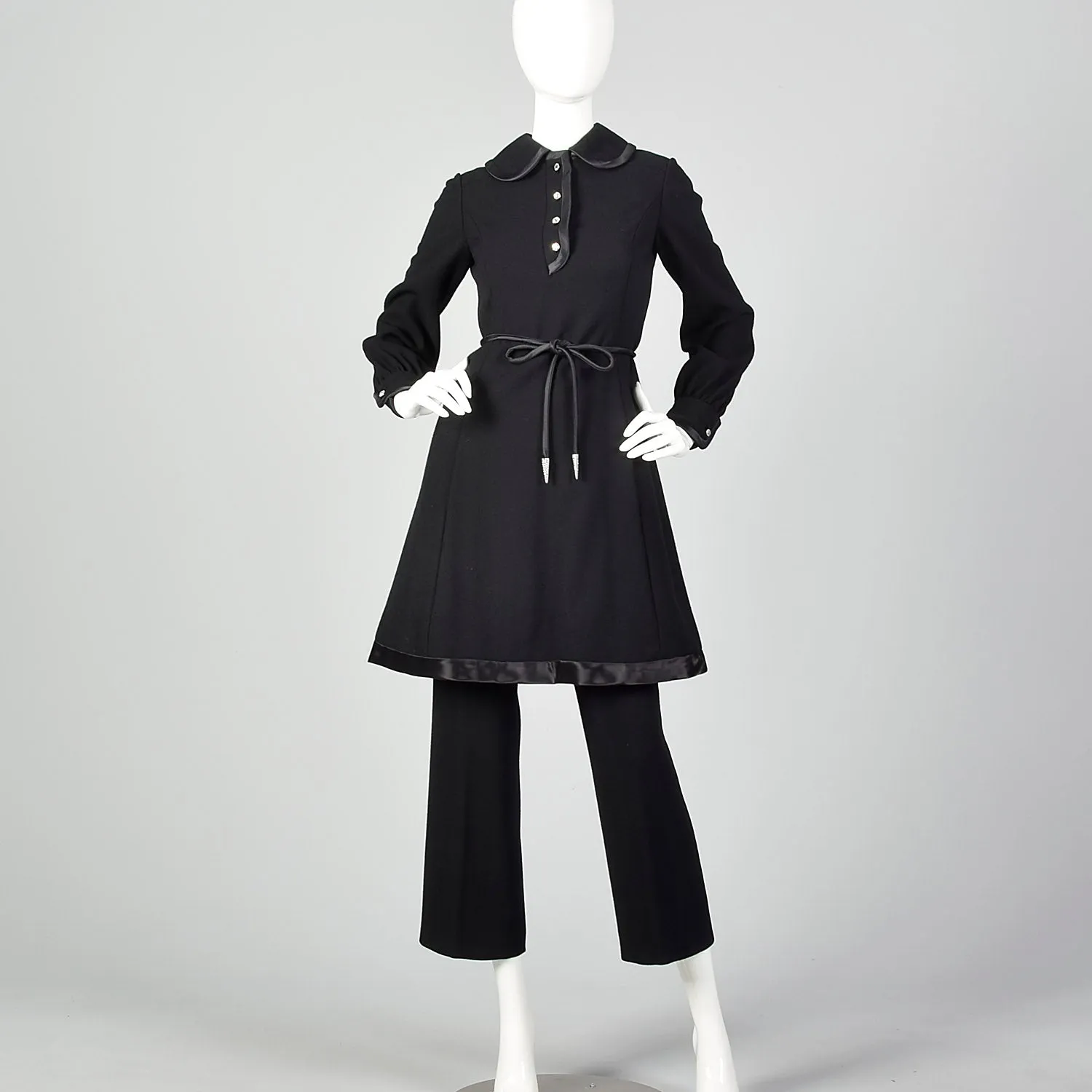 XS 1970s Gino Charles Black Dress Pant Set